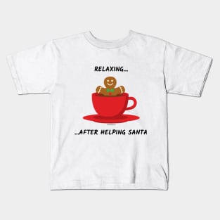 Relaxing After Helping Santa - Gingerbread Man In A Hot Chocolate Red Cup Kids T-Shirt